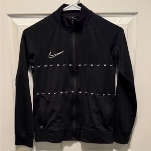 Nike Black Track Jacket with White Swoosh and Trim